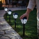 Lămpi solare de grădină 4 bucăți Lămpi LED exterioare rezistente la apă cu țăruș Alb rece Negru Iluminat pentru alei, gazon și grădină 5
