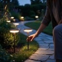 Lampy solarne na ścieżkę 2 szt Hupające na wietrze Wysokość 53,3 i 83,3 cm LED IP65 Wodoodporne Ciepła biała Czarna Do ogrodu, na taras i trawnik 2
