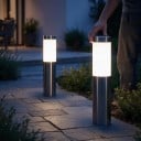 Lampy stojące solarne 2 szt. Z czujnikiem ruchu 37,5 x 6 cm Wodoodporne Plastik i stal nierdzewna Zimne białe światło Do ogrodu 2