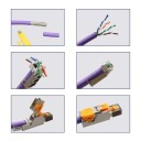 LAN konektor RJ45 CAT8 stíněný 40Gbps 2000MHz pro 22–24AWG kovový oranžovo stříbrný opakovaně použitelný ethernet kabel 7