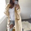 Lång cardigan för kvinnor med fickor 6