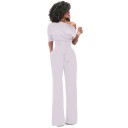 Lang damejumpsuit med asymmetriske ærmer 4
