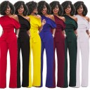 Lang damejumpsuit med asymmetriske ærmer 2