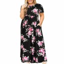 Lang damekjole med blomster - plus size 2
