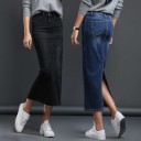 Lang denimnederdel med slids til kvinder 1