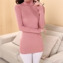 Lång elastisk turtleneck för kvinnor 3
