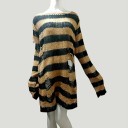 Lang stribet sweater med slidser til kvinder 6