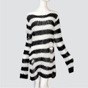 Lang stribet sweater med slidser til kvinder 2