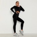 Langærmet crop top og leggings til kvinder 1
