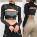 Langærmet crop top til kvinder P597 1