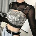 Langærmet crop top til kvinder P597 4