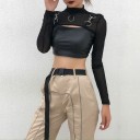 Langærmet crop top til kvinder P597 5