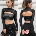 Langærmet crop top til kvinder P597 7