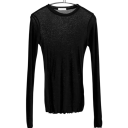 Langærmet dame-T-shirt. Tætsiddende, strækbar top. Elegant basis-T-shirt med rund halsudskæring. Moderigtig top til arbejde og fritid. 2