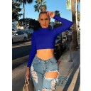 Långärmad crop top för kvinnor B359 4