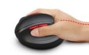 Langaton pystysuora ergonominen hiiri oikealle kädelle Tarkkuus 2400 DPI Seitsemän painiketta USB 2,4 GHz vastaanotin Musta punaisilla 3