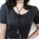Lange choker ketting met veer 4