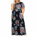 Lange damesjurk met bloemen - grote maten 6