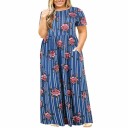 Lange damesjurk met bloemen - grote maten 4