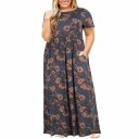 Lange damesjurk met bloemen - grote maten 7