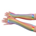 Lange regnbuefarvede mesh-handsker 4