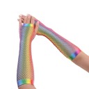Lange regnbuefarvede mesh-handsker 5