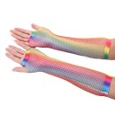 Lange regnbuefarvede mesh-handsker 6