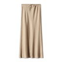 Lange satijnen rok met hoge taille, elegante damesrok met vetersluiting, glanzende rok voor dames, avond- en feestkleding 12