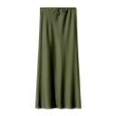 Lange satijnen rok met hoge taille, elegante damesrok met vetersluiting, glanzende rok voor dames, avond- en feestkleding 14