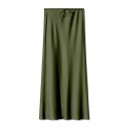 Lange satijnen rok met hoge taille, elegante damesrok met vetersluiting, glanzende rok voor dames, avond- en feestkleding 14