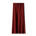 Lange satijnen rok met hoge taille, elegante damesrok met vetersluiting, glanzende rok voor dames, avond- en feestkleding 13