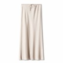 Lange satijnen rok met hoge taille, elegante damesrok met vetersluiting, glanzende rok voor dames, avond- en feestkleding 5