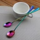 Lange theelepel in regenboogkleur Glanzende afwerking met kleurrijke overgangen Slanke handgreep Roestvrij staal Lengte 19,4 cm Voor het roeren 3