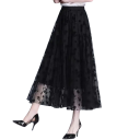 Langer A-Linien-Rock mit Blumenmuster, leichter Gaze-Rock mit hoher Taille, sommerlicher, fließender Maxirock für Damen, elegante, lockere Passform 1