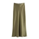 Langer Damen Satinrock mit hoher Taille Eleganter Maxirock für den Sommer Party Satinrock Weich glänzendes Material 2