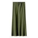 Langer Satin-Maxirock für Damen, elegant, glänzend, gerader Taillenrock, glatter formeller Rock für Abend, Abschlussball 10