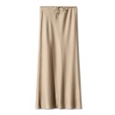 Langer Satin-Maxirock für Damen, elegant, glänzend, gerader Taillenrock, glatter formeller Rock für Abend, Abschlussball 9