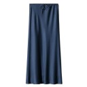 Langer Satin-Maxirock für Damen, elegant, glänzend, gerader Taillenrock, glatter formeller Rock für Abend, Abschlussball 6