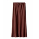 Langer Satin-Maxirock für Damen, elegant, glänzend, gerader Taillenrock, glatter formeller Rock für Abend, Abschlussball 11