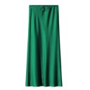 Langer Satin-Maxirock für Damen, elegant, glänzend, gerader Taillenrock, glatter formeller Rock für Abend, Abschlussball 8
