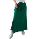 Langer Satin-Maxirock für Damen, elegant, glänzend, gerader Taillenrock, glatter formeller Rock für Abend, Abschlussball 14