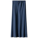 Langer Satinrock mit hoher Taille, eleganter Damenrock mit Schnürung, glänzender Rock für Damen, Abend- und Partykleidung 9