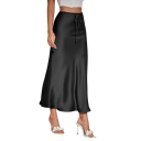 Langer Satinrock mit hoher Taille, eleganter Damenrock mit Schnürung, glänzender Rock für Damen, Abend- und Partykleidung 3