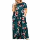 Langes Damenkleid mit Blumen – Übergröße 9