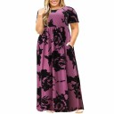 Langes Damenkleid mit Blumen – Übergröße 10