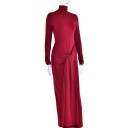 Langes elastisches Abendkleid mit Rollkragen und langen Ärmeln Elegantes Abendkleid mit effektvoller Raffung und tailliertem Schnitt 2