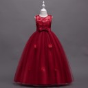 Langes Mädchenkleid mit Blumen und Schleife J2901 16