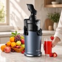 Langsame Saftpresse BioloMix SJ-017 200 W mit Einfüllöffnung 78 mm Kaltpressen Schneckenpressen Dunkelgrau Für ganze Früchte und Gemüse 7