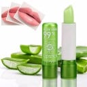 Langtidsholdbar fugtgivende læbebalsam med aloe vera gel Den grønne stift farves lyserød efter påføring afhængigt af læbernes farve Til daglig pleje 2