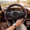 Ľanový poťah na volant 37 až 38 cm v boho štýle s etnickým vzorom Priedušný Bez vnútorného krúžku Pre guľatý aj D volant 3